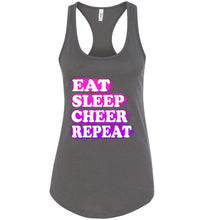Load image into Gallery viewer, Eat Sleep Cheer Repeat Cheer Tank Top charcoal
