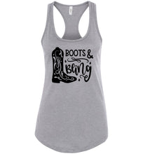 Load image into Gallery viewer, Boots And Bling Cowgirl Tank Tops | Cowgirl Gifts racerback grey