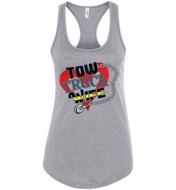 Tow Truck Wife Tank Top racerback gray