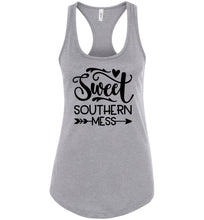 Load image into Gallery viewer, Sweet Southern Mess Tank Tops |  Country Tank Tops Womens racerback grey