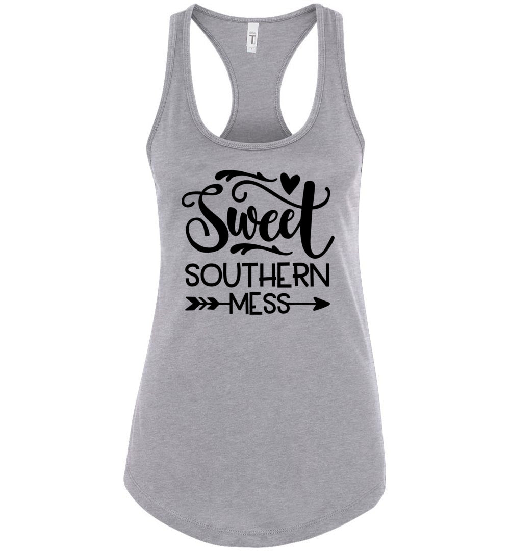 Sweet Southern Mess Tank Tops |  Country Tank Tops Womens racerback grey