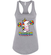 Load image into Gallery viewer, Unicorn Cheer Tank Tops Ladies Racerback Tank Heather Gray
