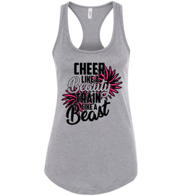 Cheer Like A Beauty Train Like A Beast Cheer Tank Top gray