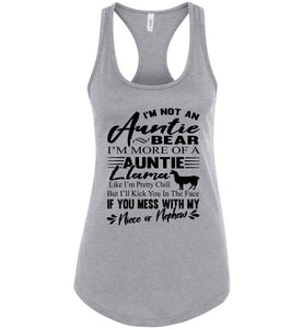 Auntie Llama Shirt | Auntie Bear Shirt | Funny Aunt Tank Tops racerback heather gray