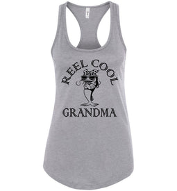 Reel Cool Grandma Fishing Tank Top raceback gray