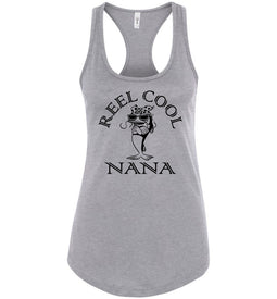 Reel Cool Nana Fishing Tank Top racerback gray