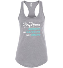 Load image into Gallery viewer, Boy Nana Running On Caffeine And Chaos Tank Top grey