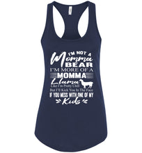 Load image into Gallery viewer, Momma Llama Shirt | Funny Mom Tanks | Momma Bear Tank Top racerback navy