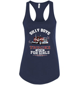 Silly Boys Trucks Are For Girls Lady Trucker Tank Top racerback navy