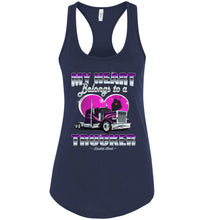 Load image into Gallery viewer, My Heart Belongs To A Trucker Wife Tank Top navy