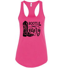 Load image into Gallery viewer, Boots And Bling Cowgirl Tank Tops | Cowgirl Gifts racerback pink 
