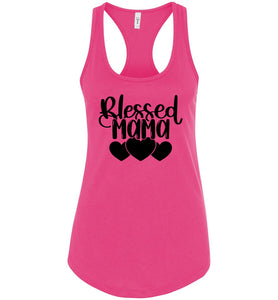 Blessed Mama Mom Quote Tanks pink