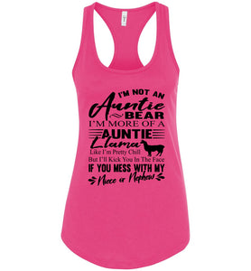 Auntie Llama Shirt | Auntie Bear Shirt | Funny Aunt Tank Tops racerback raspberry 