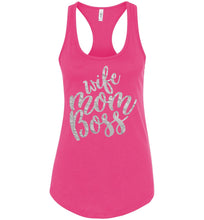 Load image into Gallery viewer, Wife Mom Boss Funny Mom Tanks racerback  pink