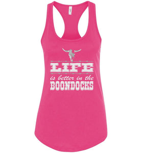 Life Is Better In The Boondocks Country Tank Tops Ladies Racerback Tank pink
