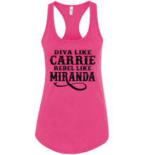 Load image into Gallery viewer, Diva Like Carrie Rebel Like Miranda County Tank Top Girls racerback pink