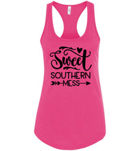 Load image into Gallery viewer, Sweet Southern Mess Tank Tops |  Country Tank Tops Womens racerback pink