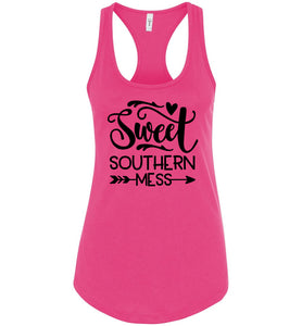 Sweet Southern Mess Tank Tops |  Country Tank Tops Womens racerback pink
