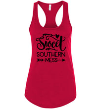 Load image into Gallery viewer, Sweet Southern Mess Tank Tops |  Country Tank Tops Womens racerback red