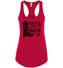 Load image into Gallery viewer, Boots And Bling Cowgirl Tank Tops | Cowgirl Gifts racerback red