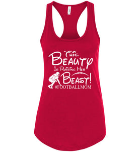This Beauty Is Raising Her Beast Football Mom Tank Tops racerback red