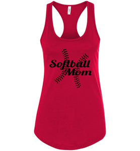 Softball Mom Tank Tops red