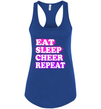 Load image into Gallery viewer, Eat Sleep Cheer Repeat Cheer Tank Top royal