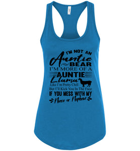 Auntie Llama Shirt | Auntie Bear Shirt | Funny Aunt Tank Tops racerback turquoises 
