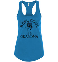Load image into Gallery viewer, Reel Cool Grandma Fishing Tank Top raceback  turquise