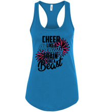 Load image into Gallery viewer, Cheer Like A Beauty Train Like A Beast Cheer Tank Top turquise