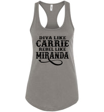 Load image into Gallery viewer, Diva Like Carrie Rebel Like Miranda County Tank Top Girls racerback light gray