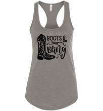 Load image into Gallery viewer, Boots And Bling Cowgirl Tank Tops | Cowgirl Gifts racerback grey