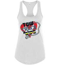 Load image into Gallery viewer, Tow Truck Wife Tank Top racerback white