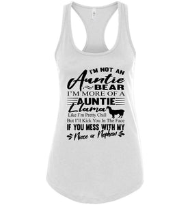 Auntie Llama Shirt | Auntie Bear Shirt | Funny Aunt Tank Tops racerback white