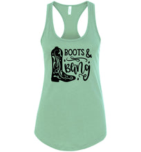 Load image into Gallery viewer, Boots And Bling Cowgirl Tank Tops | Cowgirl Gifts racerback mint 
