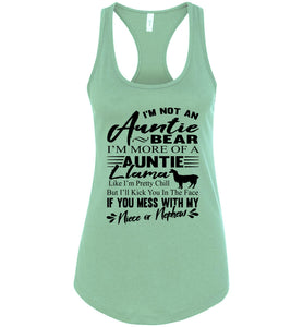 Auntie Llama Shirt | Auntie Bear Shirt | Funny Aunt Tank Tops racerback mint