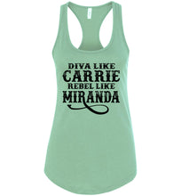 Load image into Gallery viewer, Diva Like Carrie Rebel Like Miranda County Tank Top Girls racerback mint