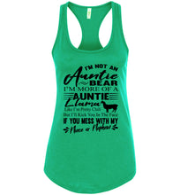 Load image into Gallery viewer, Auntie Llama Shirt | Auntie Bear Shirt | Funny Aunt Tank Tops racerback kelly green