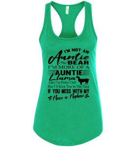 Auntie Llama Shirt | Auntie Bear Shirt | Funny Aunt Tank Tops racerback kelly green