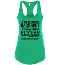 Load image into Gallery viewer, I&#39;m A Cheer Backspot Funny Cheer Backspot Tank Top Ladies Racerback Tank kelly green