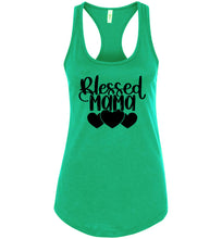 Load image into Gallery viewer, Blessed Mama Mom Quote Tanks green
