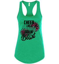 Load image into Gallery viewer, Cheer Like A Beauty Train Like A Beast Cheer Tank Top green