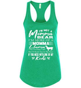 Momma Llama Shirt | Funny Mom Tanks | Momma Bear Tank Top racerback green