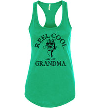 Load image into Gallery viewer, Reel Cool Grandma Fishing Tank Top raceback green