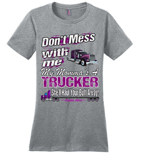 Don't Mess With Me My Momma's A Trucker Kid's Trucker Tee lsg