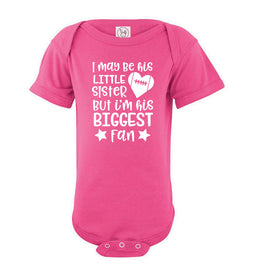 Little Sister Biggest Fan Football Sister Bodysuit pink