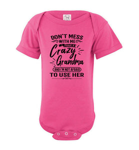 Crazy Grandma T Shirts | Funny Grandchild T-Shirts | Funny grandchildren sayings onesie pink