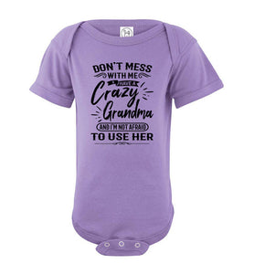 Crazy Grandma T Shirts | Funny Grandchild T-Shirts | Funny grandchildren sayings onesie purple