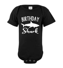 Load image into Gallery viewer, Birthday Shark Shirt onesie black