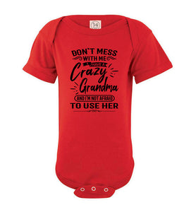 Crazy Grandma T Shirts | Funny Grandchild T-Shirts | Funny grandchildren sayings onesie  red